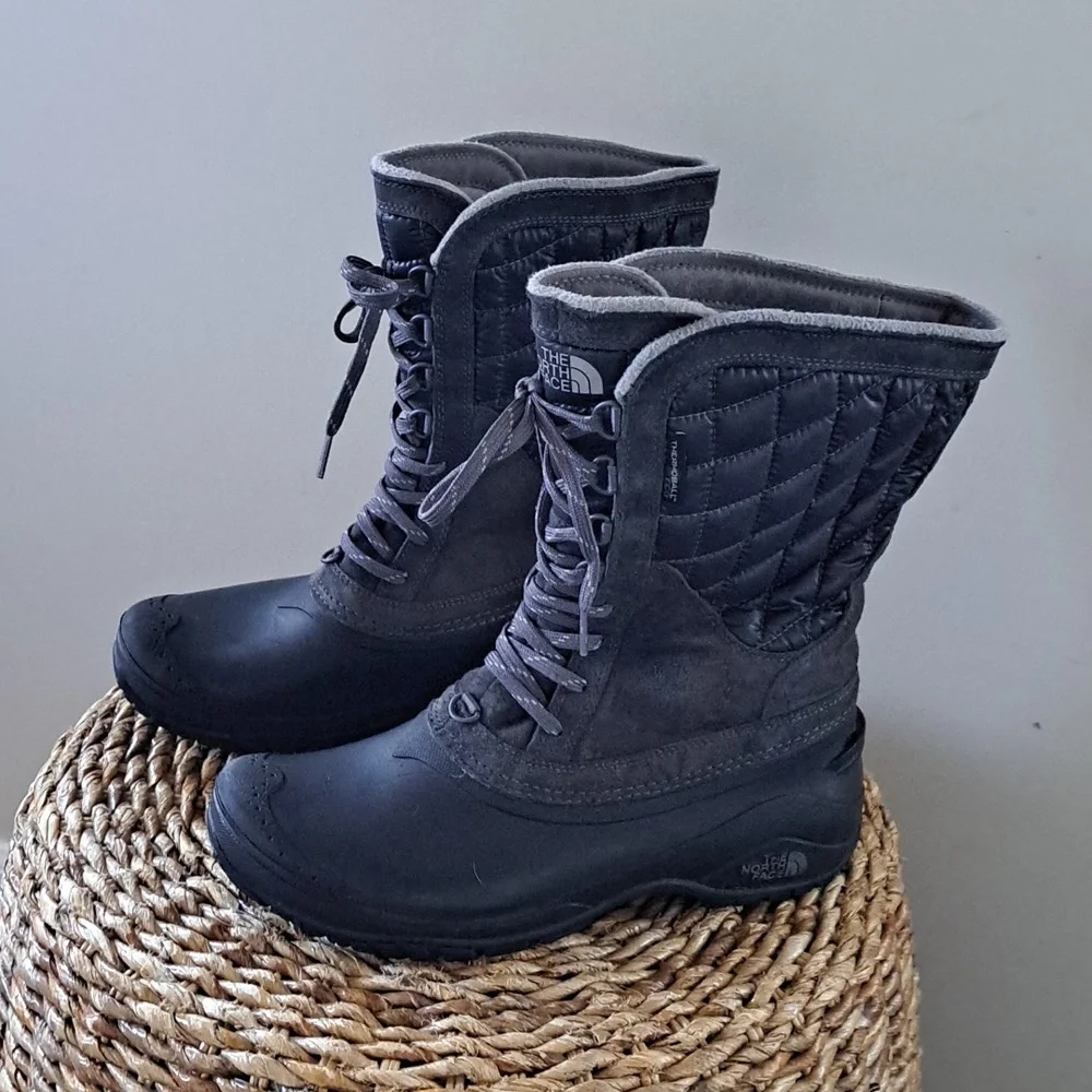 The North Face Womens‎ Thermoball Black/Grey Winter Boot Waterproof Insulated 10